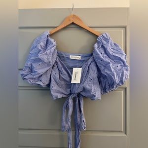 NWT Pants Store Eyelet Periwinkle Top — Size M